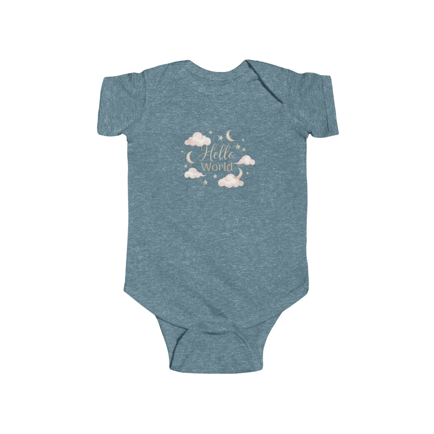 Hello World Baby Bodysuit — Newborn Infant Onesie with Soft Floral Design