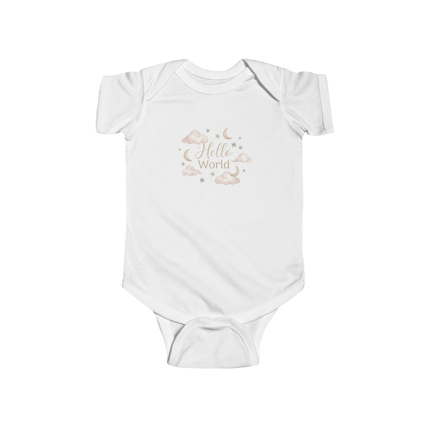 Hello World Baby Bodysuit — Newborn Infant Onesie with Soft Floral Design