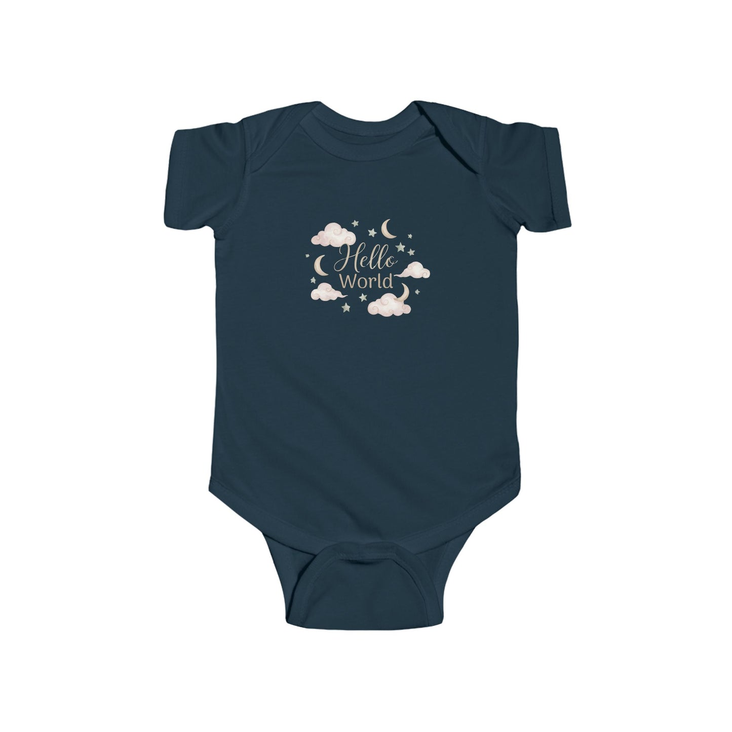 Hello World Baby Bodysuit — Newborn Infant Onesie with Soft Floral Design
