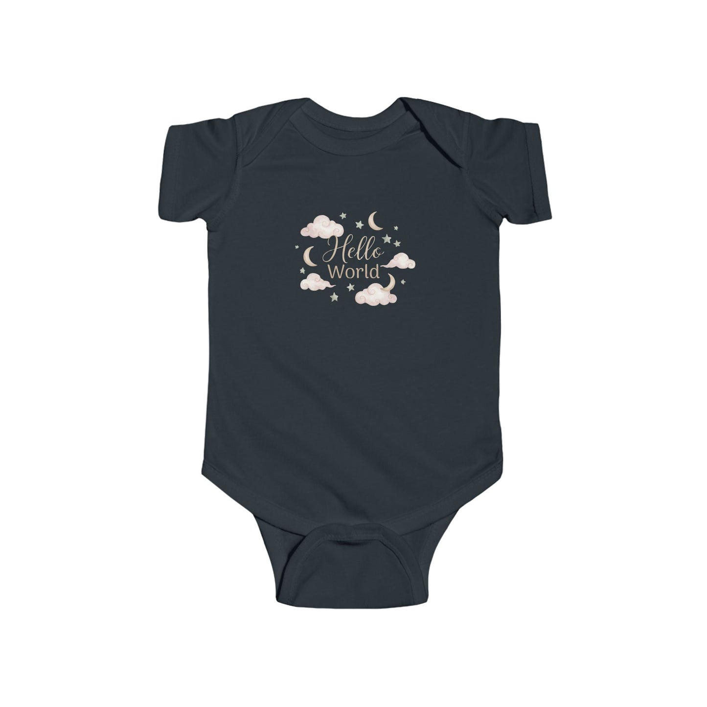 Hello World Baby Bodysuit — Newborn Infant Onesie with Soft Floral Design