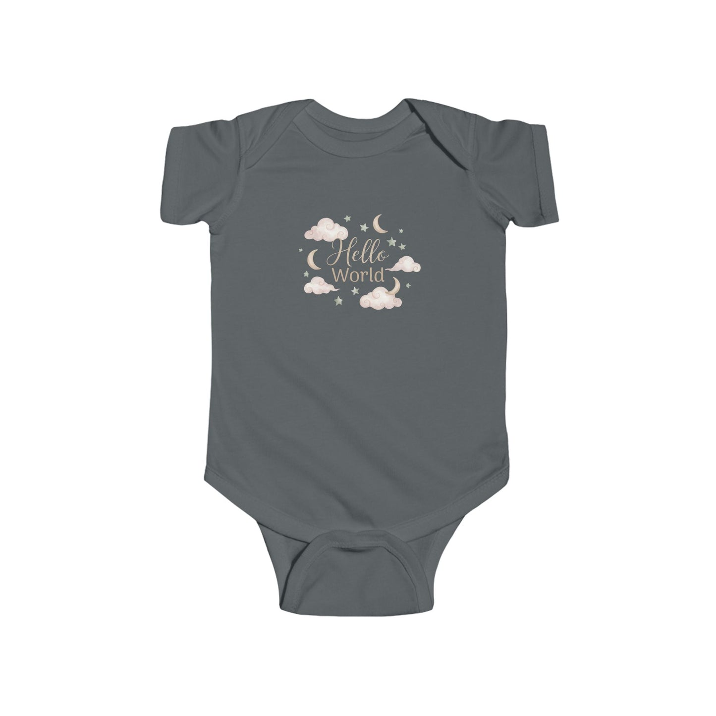 Hello World Baby Bodysuit — Newborn Infant Onesie with Soft Floral Design