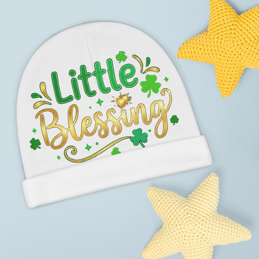 Baby Beanie — "Little Blessing" St. Patrick's Day Shamrock Infant Hat