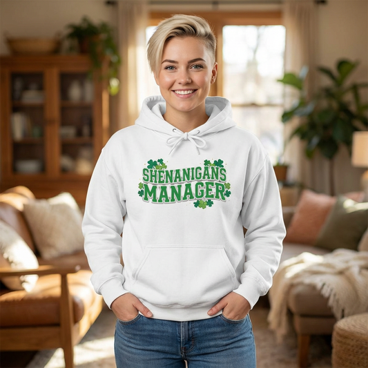 Shenanigans Manager Hoodie — St. Patrick’s Day Funny Crew Sweatshirt