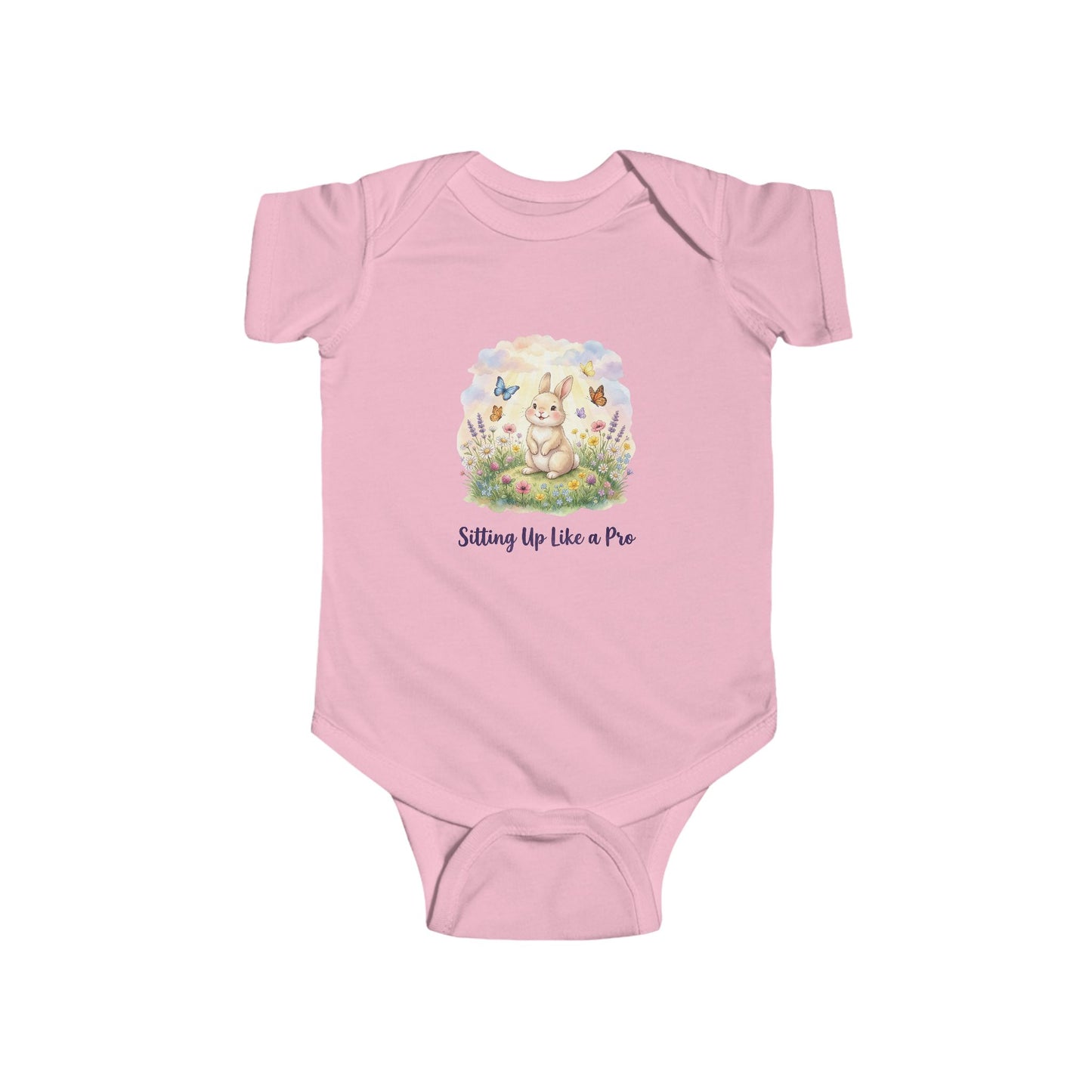 'Sitting Up Like a Pro' - Infant Bodysuit - Cute Bunny Easter Floral Onesie