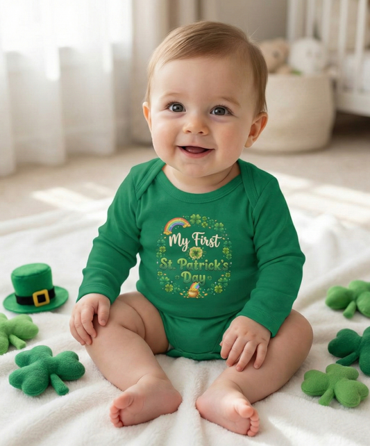 St. Patrick's Day Infant Bodysuit – Shamrock Rainbow Baby Onesie