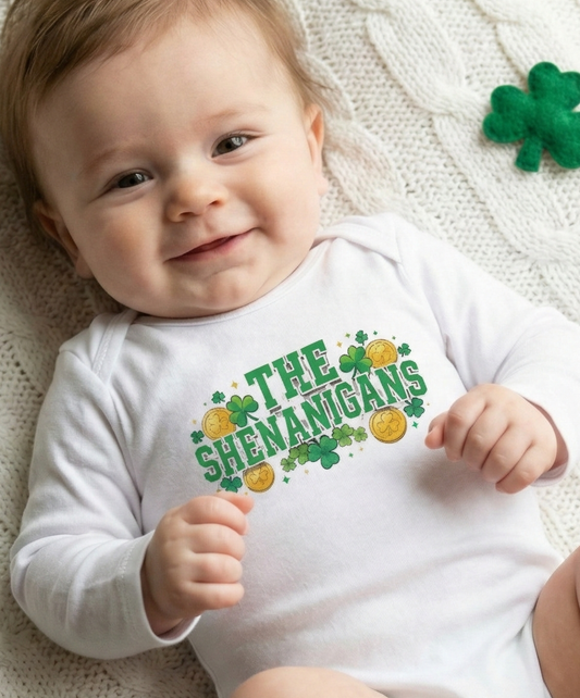 Infant Bodysuit "The Shenanigans" – St. Patrick's Day Baby Onesie with Shamrock Design